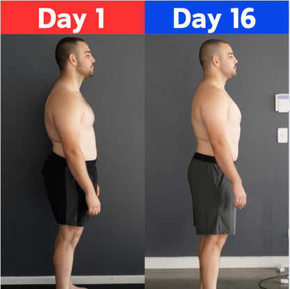 Before and after comparison of posture improvement over 16 days using a posture corrector